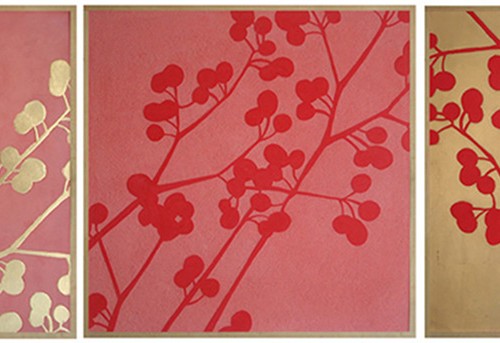 triptyque rose rouge